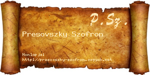 Presovszky Szofron névjegykártya